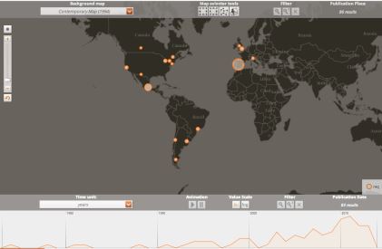 Humanistas Digitales en el mundo (#MapaHD). Realizado con el Geobrowser de DARIAH